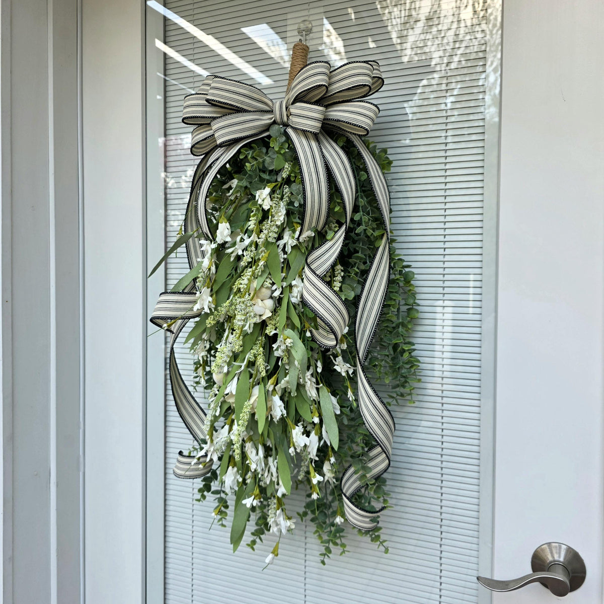 Year Round Wreath For Front Door Decor, Double Door Wreaths, Eucalyptus Wreath, Everyday Door Swag, Porch Door Hanger, White Floral Hanging
