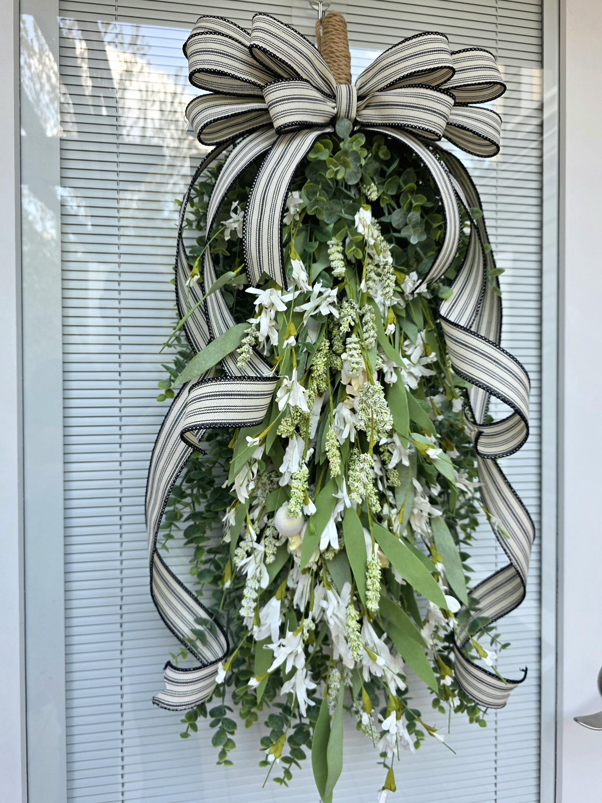 Year Round Wreath For Front Door Decor, Double Door Wreaths, Eucalyptus Wreath, Everyday Door Swag, Porch Door Hanger, White Floral Hanging