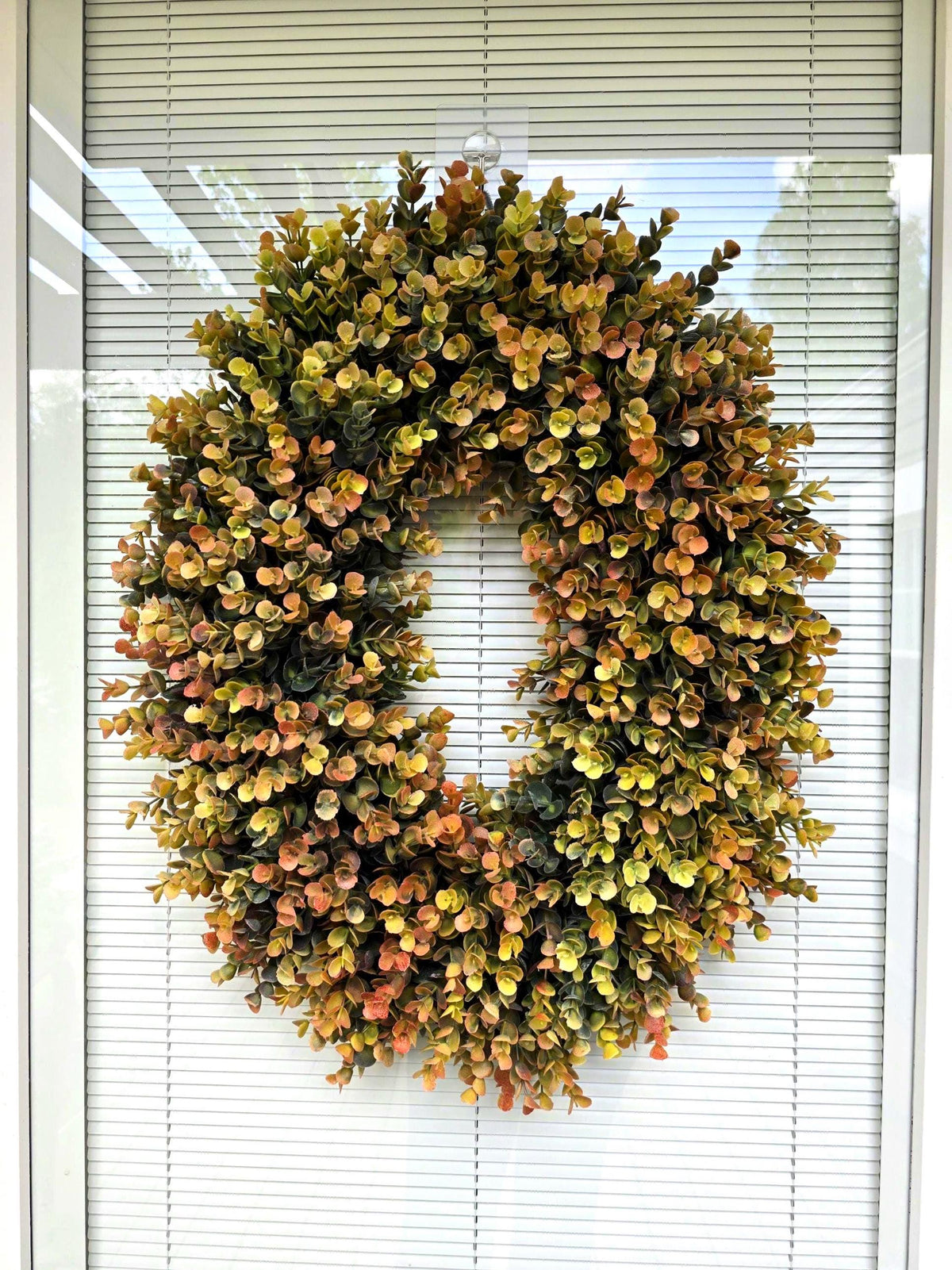 Fall Eucalyptus Boxwood Wreath Oval Farmhouse Front Door Decor, Double Door Wreath, Autumn Decor
