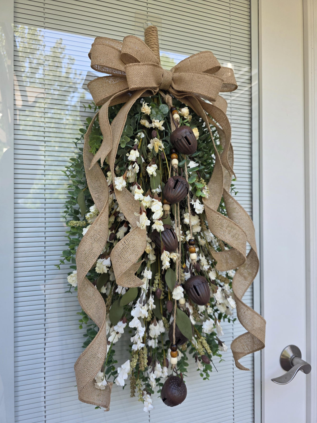 Large Fall Wreath For Front Door Outdoor Double Door Wreaths Autumn Harvest Teardrop Swag Thanksgiving Porch Decor - Wildflowers Acorn Bells