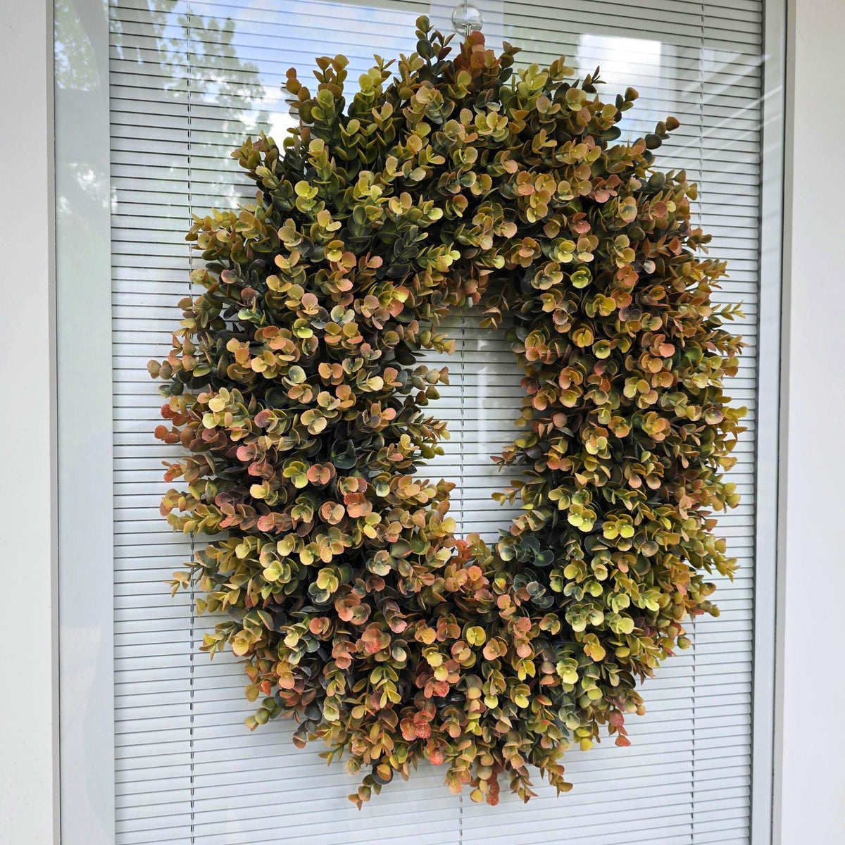 Fall Eucalyptus Boxwood Wreath Oval Farmhouse Front Door Decor, Double Door Wreath, Autumn Decor