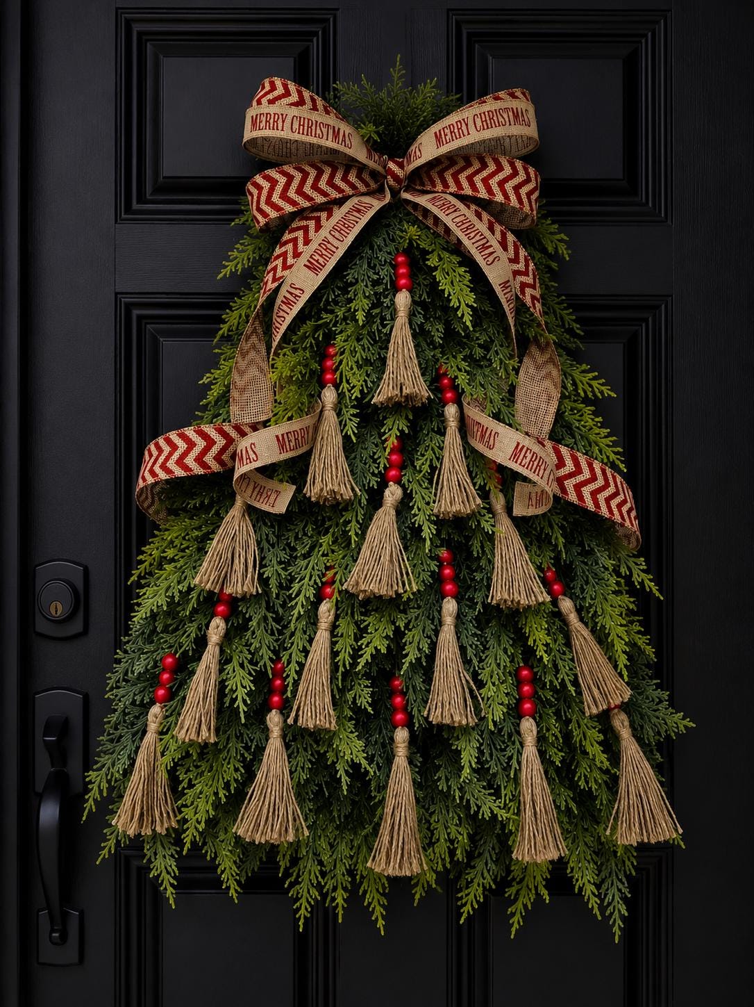 Christmas Wreath For Front Door Outdoor Holiday Decor Xmas Teardrop Swag Double Door Wreaths