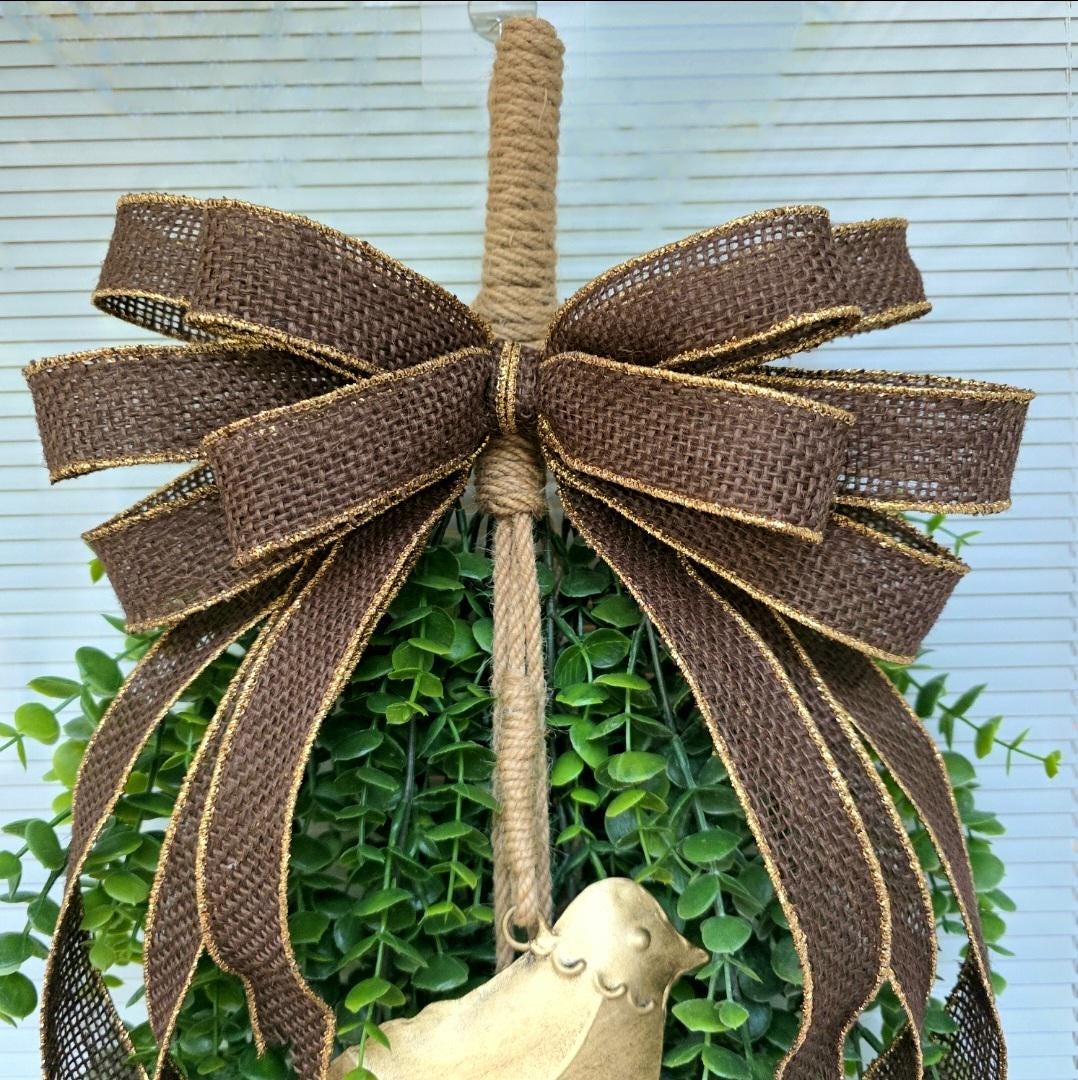 Front Door Wreath, Gold Bird Or Heart Bell Door Hanger, Double Door Wreaths, Farmhouse Porch Decor, Everyday Decor, Outdoor Wreath