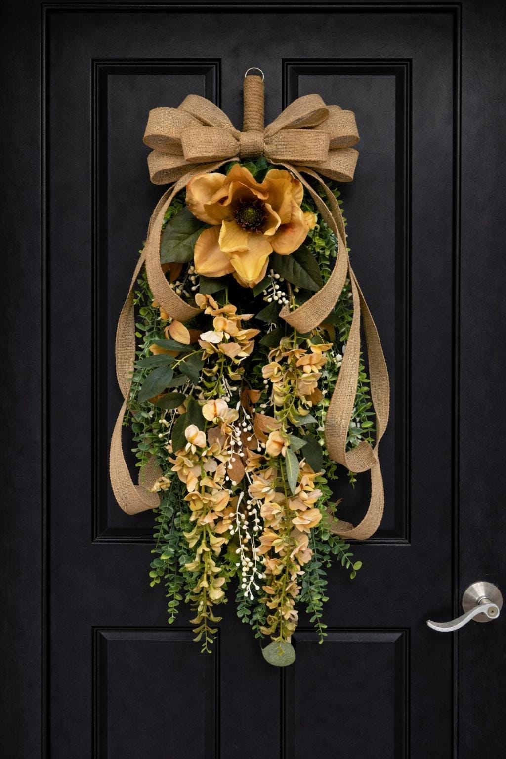 Fall Wreath For Front Door Decor Outdoor Autumn Teardrop Swag Double Door Wreaths