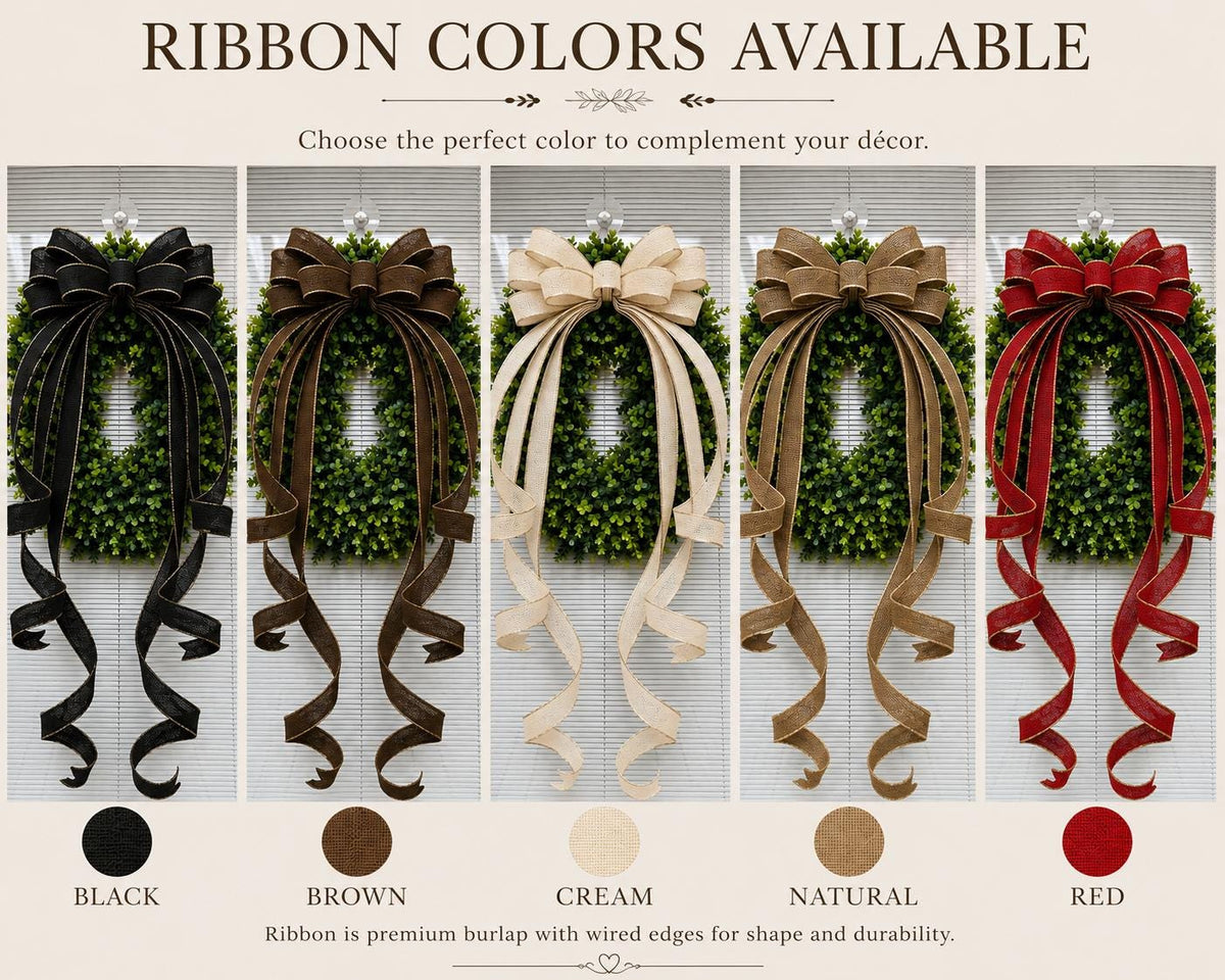 Large Red Burlap Bow With Gold Trim, Year Round Wreath Decoration