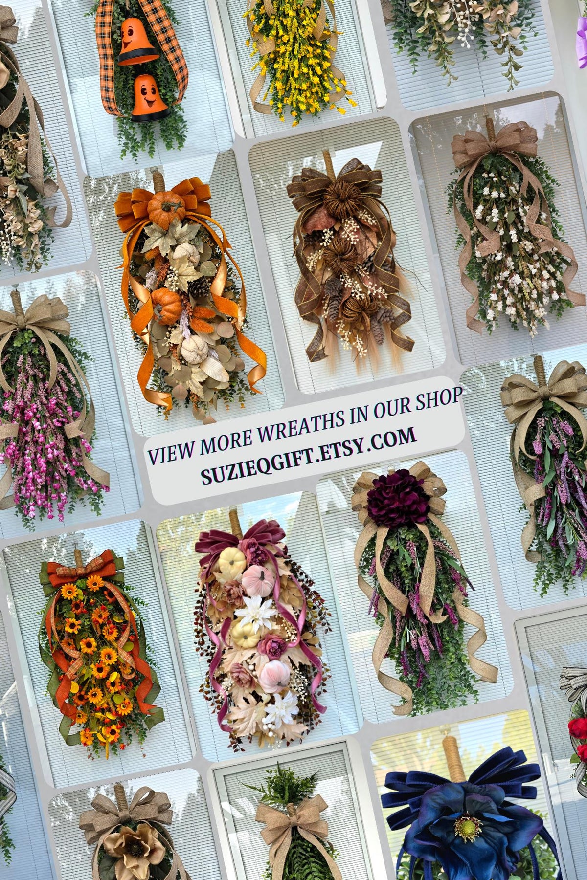 Large Fall Wreath For Front Door Outdoor Double Door Wreaths Autumn Harvest Teardrop Swag Thanksgiving Porch Decor - Wildflowers Acorn Bells