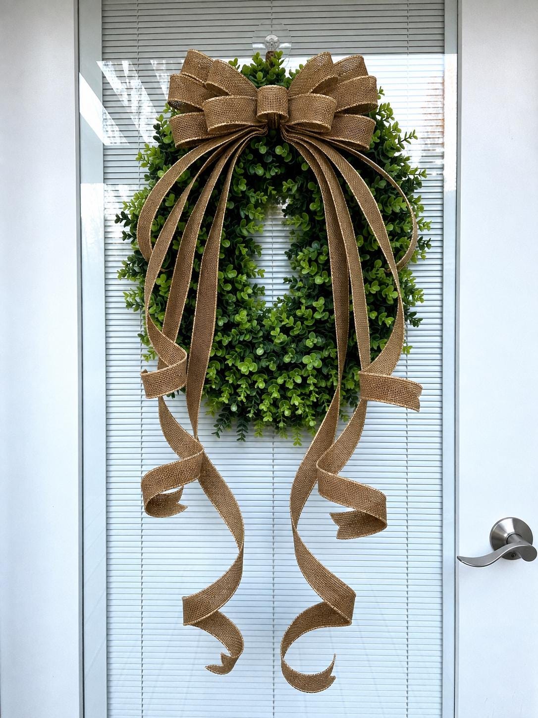 Large Red Burlap Bow With Gold Trim, Year Round Wreath Decoration