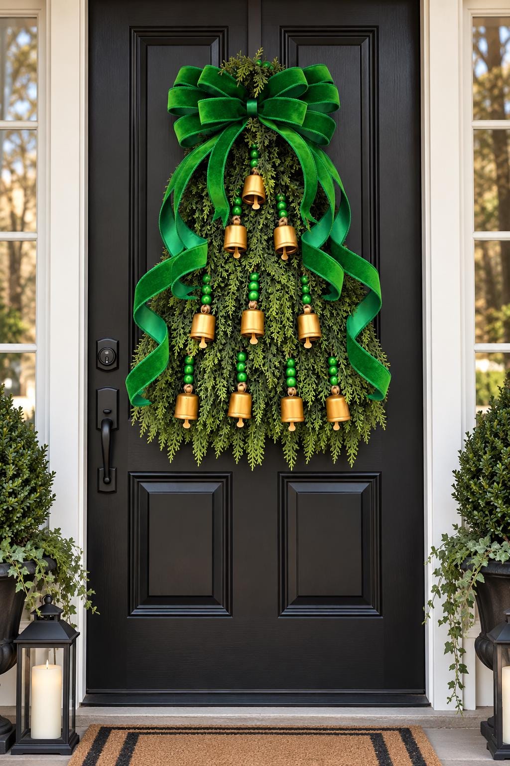 Large Christmas Wreath Teardrop Swag For Front Door Indoor Outdoor Holiday Decor Double Door Wreaths Xmas Porch Decor