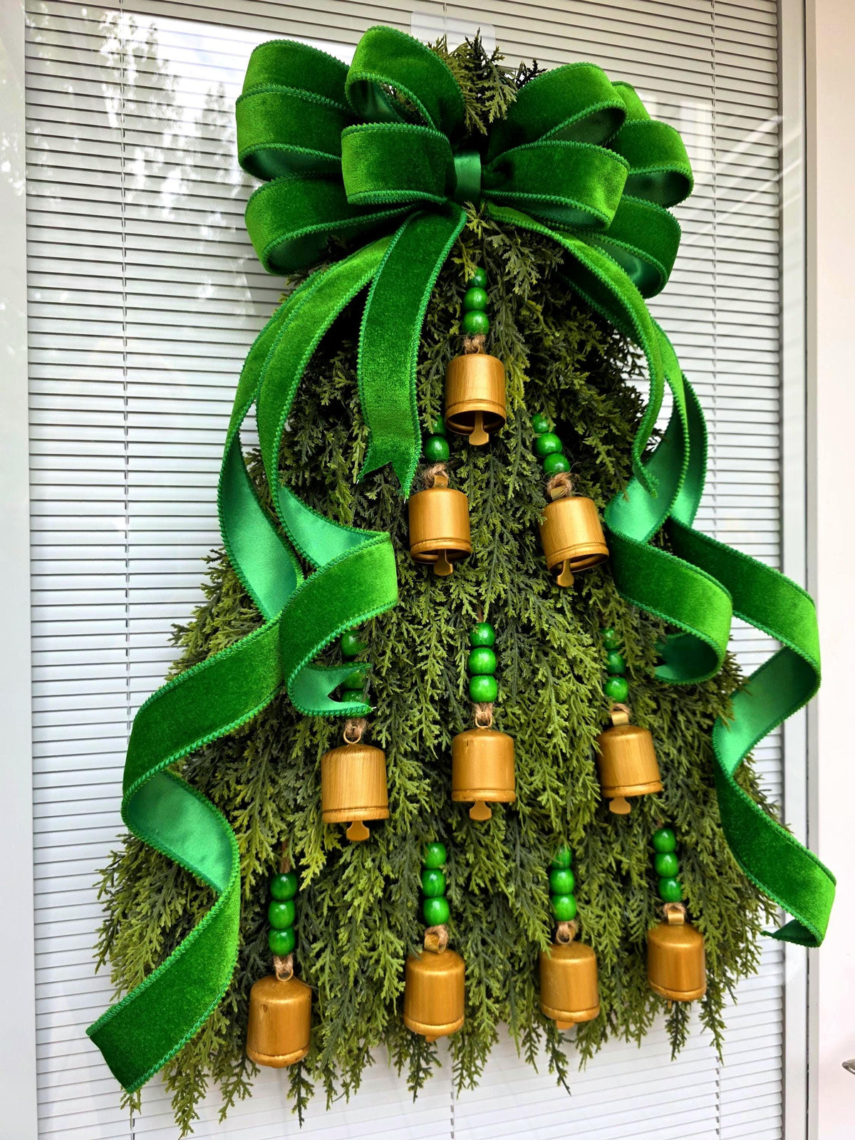 Christmas Wreath For Front Door, Holiday Double Door Wreaths, Indoor Outdoor Xmas Teardrop Swag