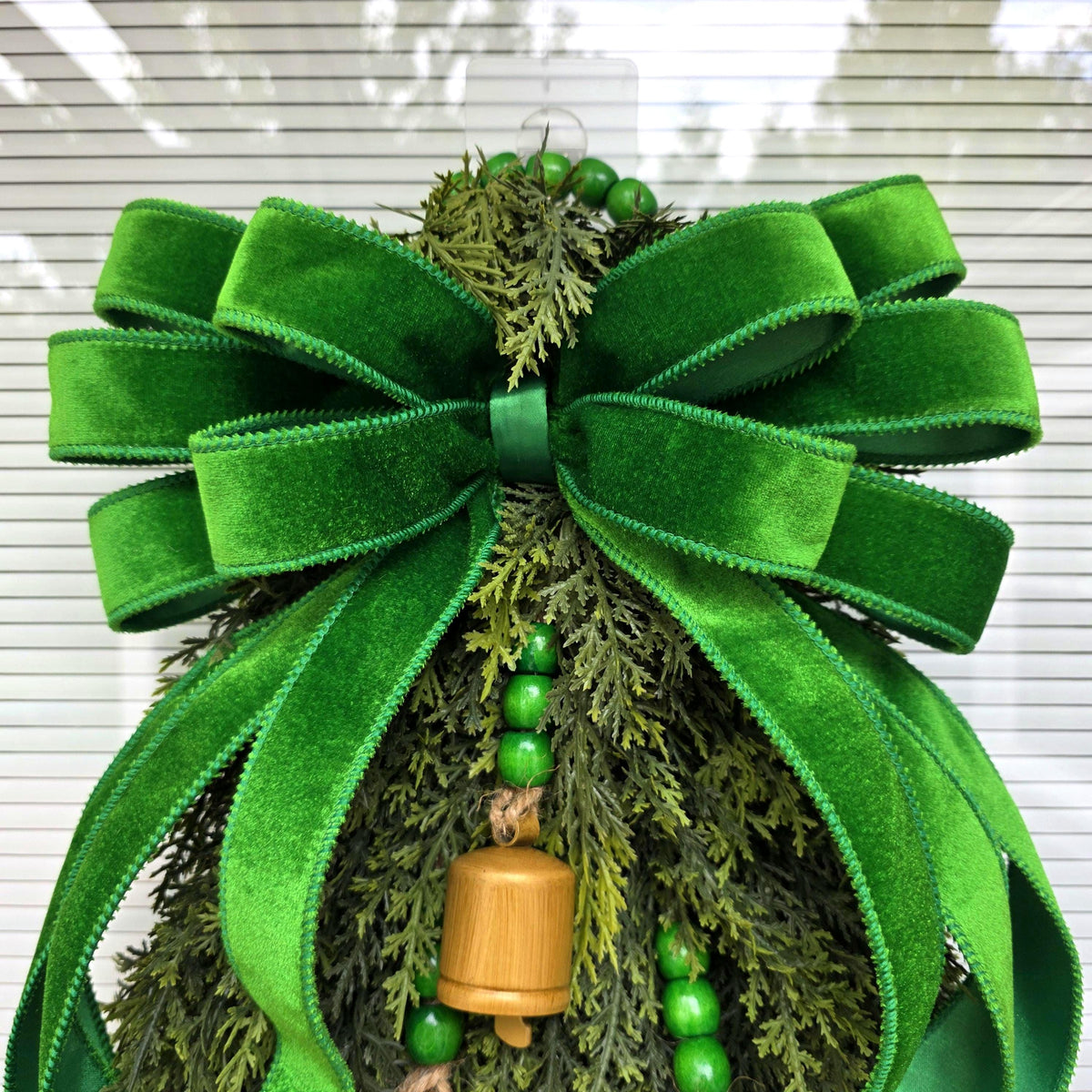 Christmas Wreath For Front Door, Holiday Double Door Wreaths, Indoor Outdoor Xmas Teardrop Swag