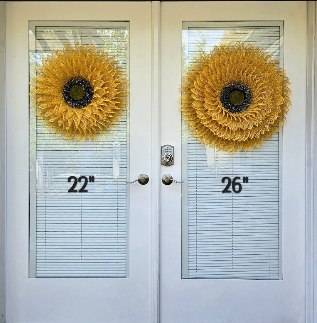 Yellow Sunflower Wreath  For Front Door, Double Door, Outdoor Porch Decor, Seasonal Decorations, Spring Summer Fall Winter Home Decor,  Housewarming Gift Idea