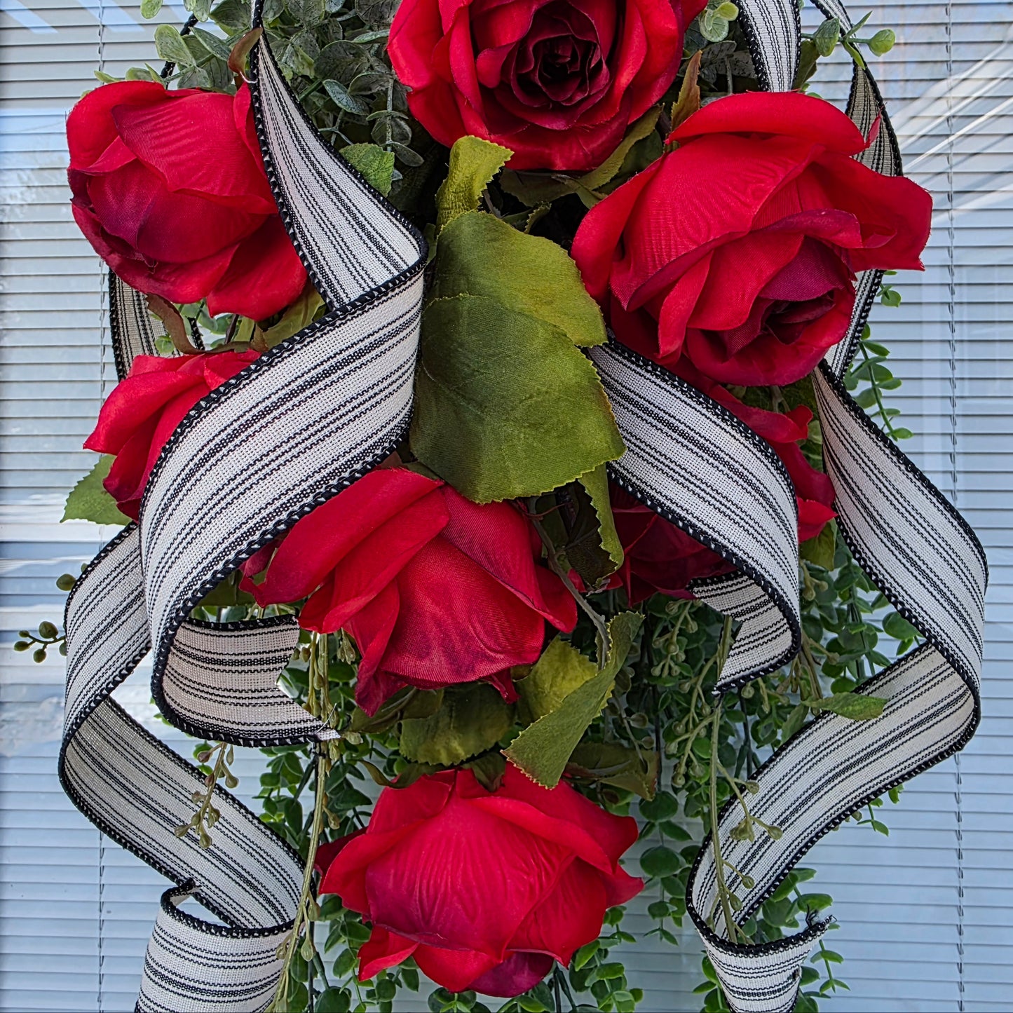 Red Rose Wreath Swag For Front Door