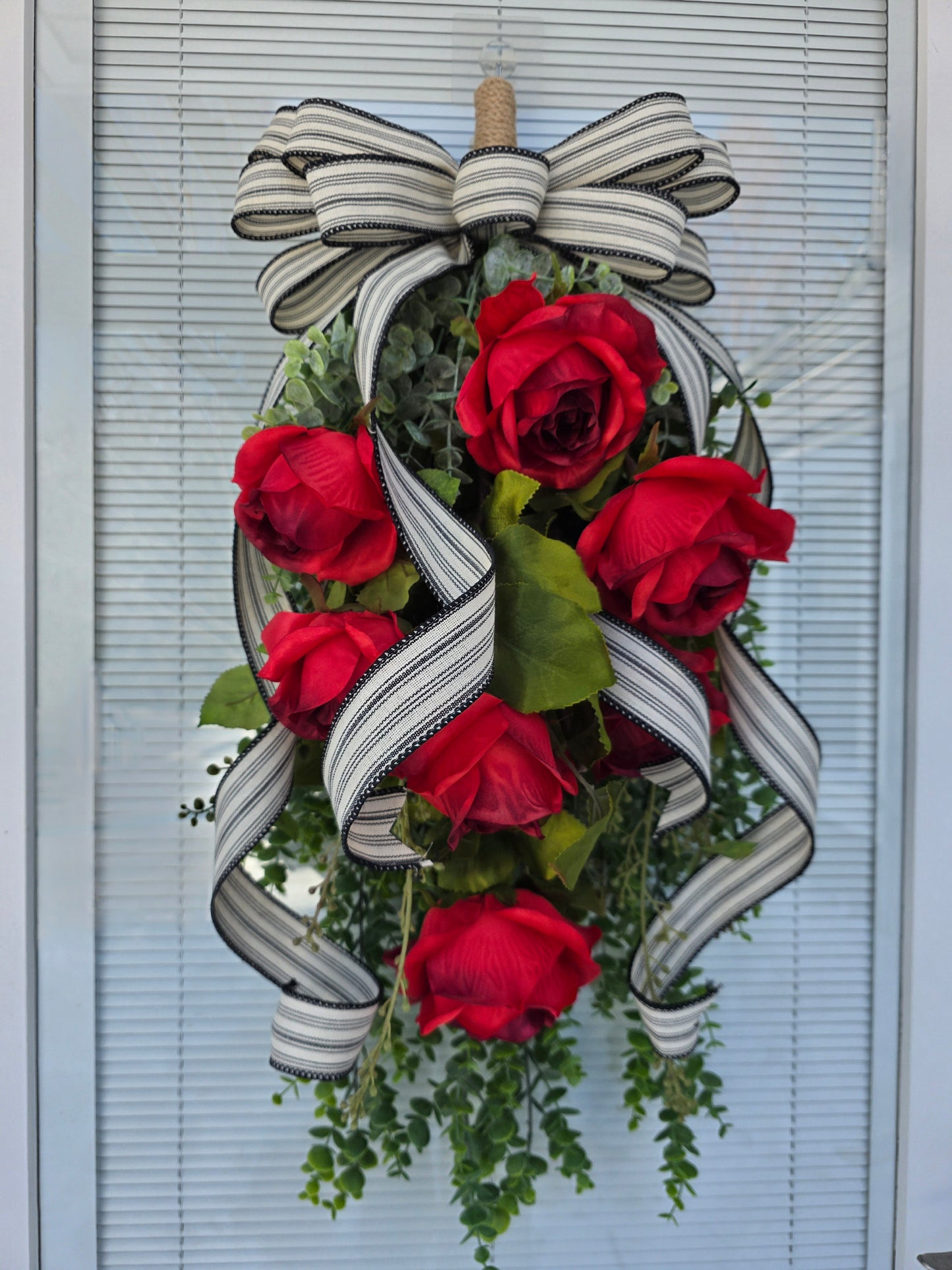 Red Rose Wreath Swag For Front Door