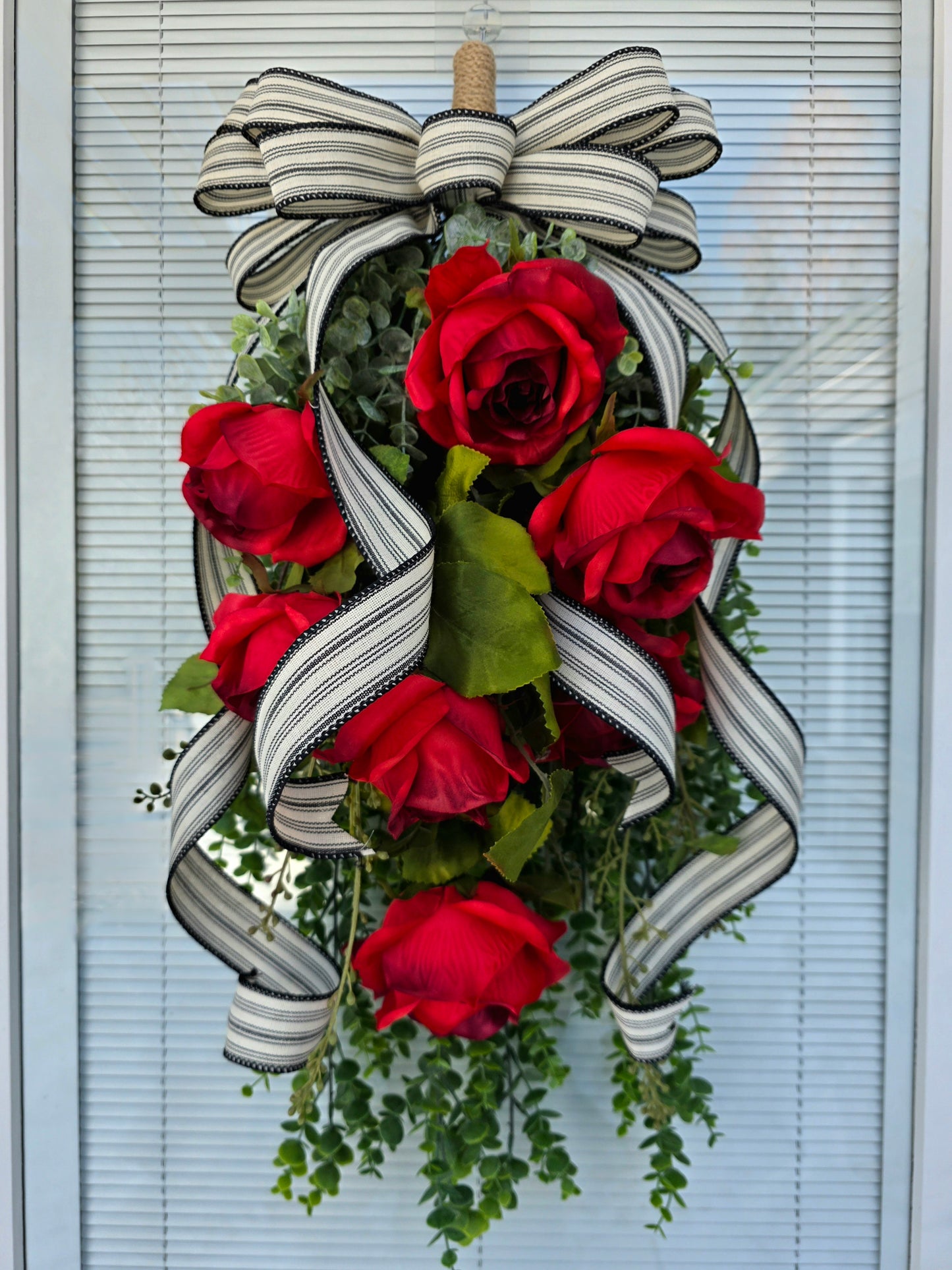 Red Rose Wreath Swag For Front Door