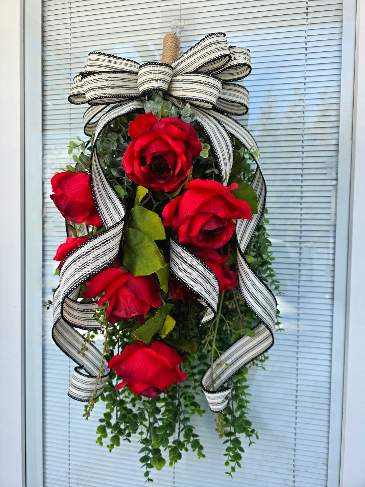 Red Rose Wreath Swag For Front Door