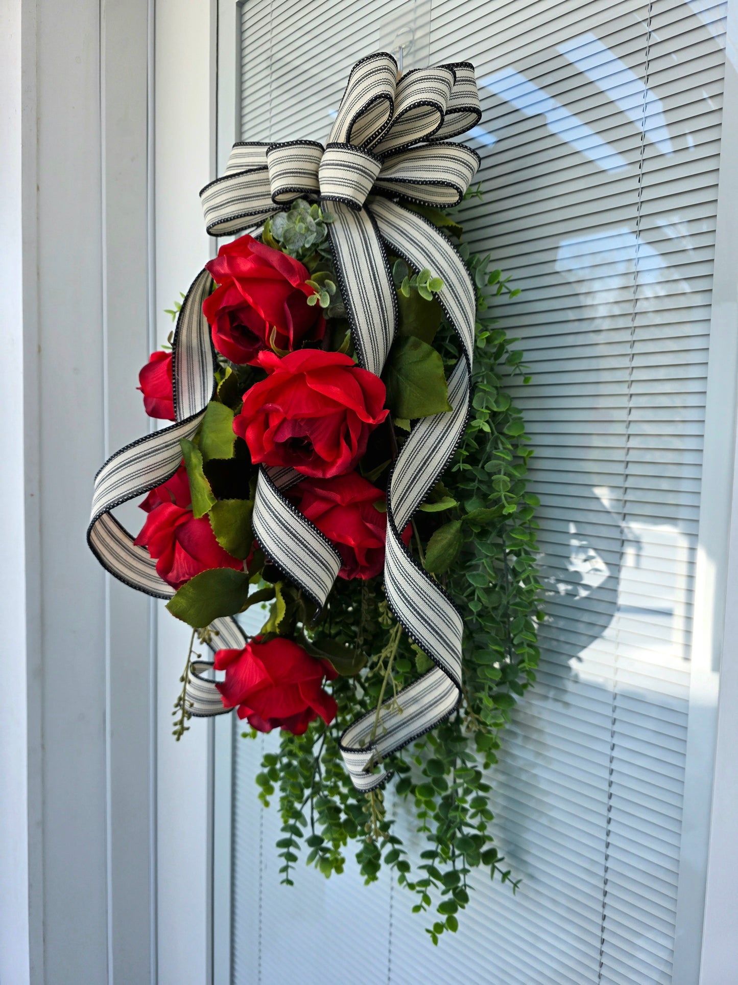 Red Rose Wreath Swag For Front Door