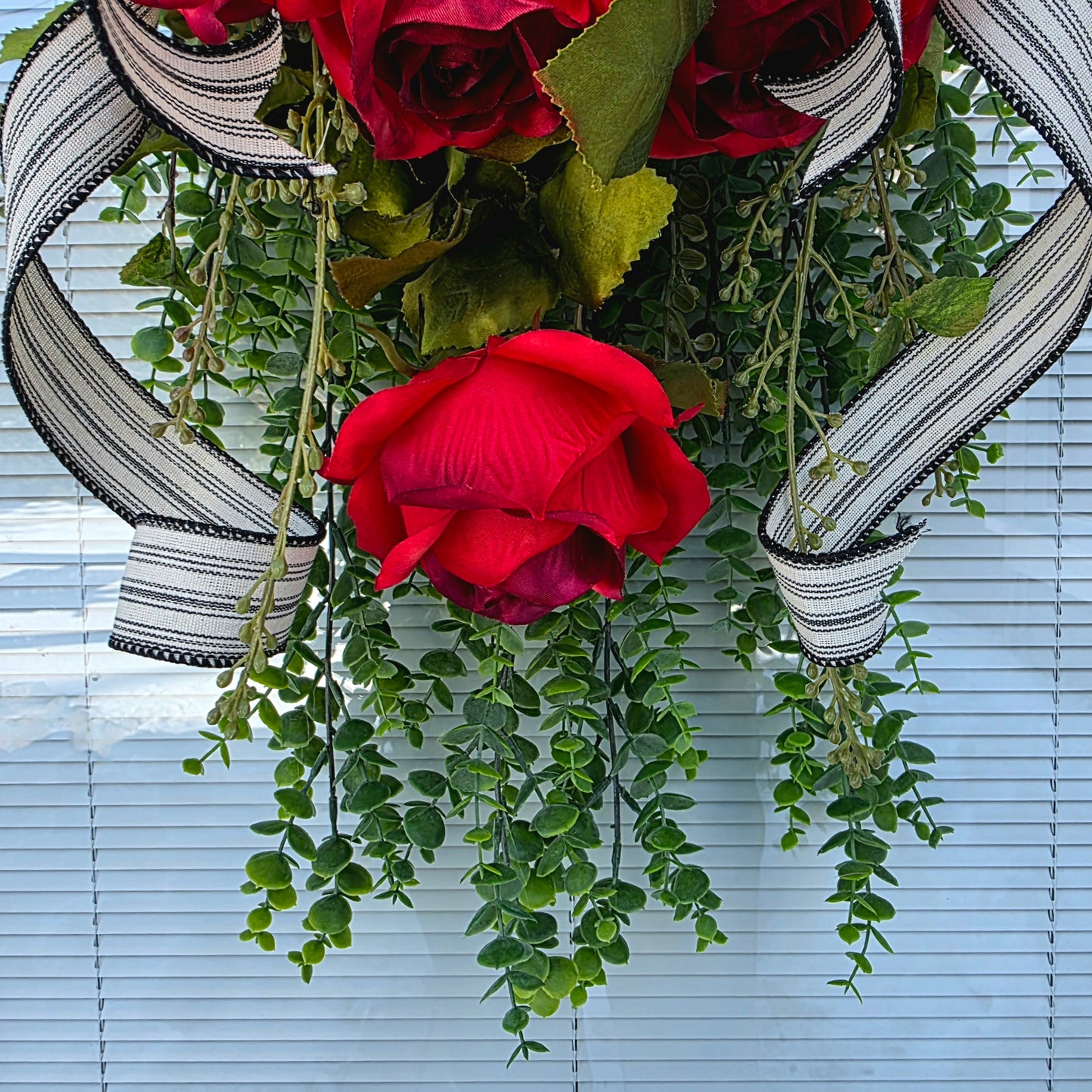 Red Rose Wreath Swag For Front Door
