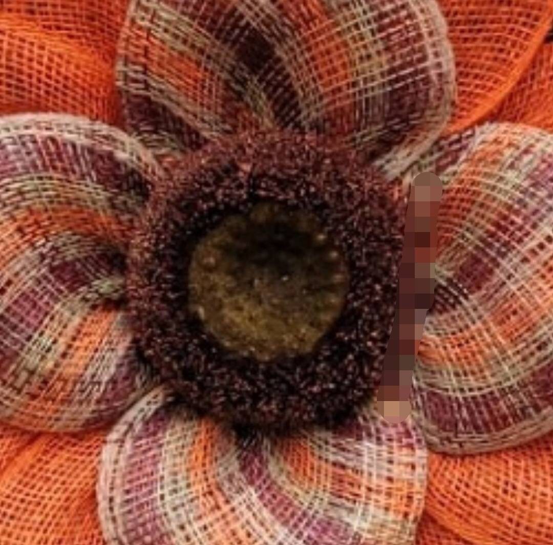 Orange and Burgundy Plaid Sunflower Wreath