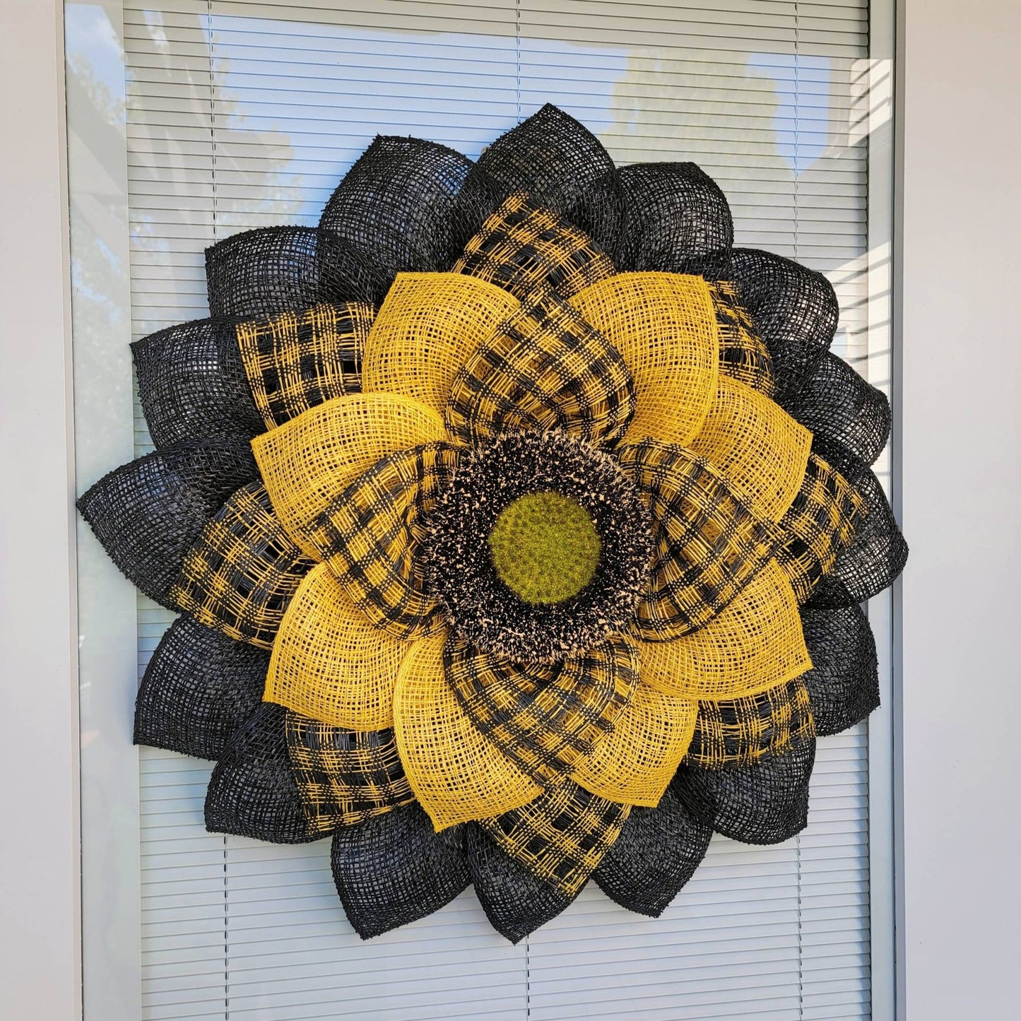 Black and Yellow Burlap Sunflower Wreath
