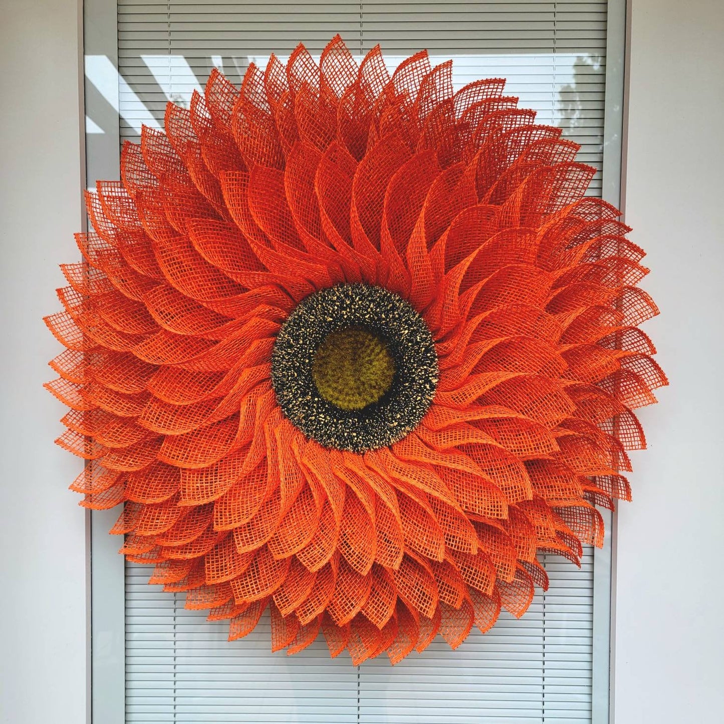 Orange Burlap Sunflower Wreath