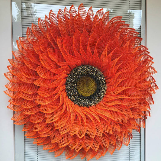 Orange Burlap Sunflower Wreath
