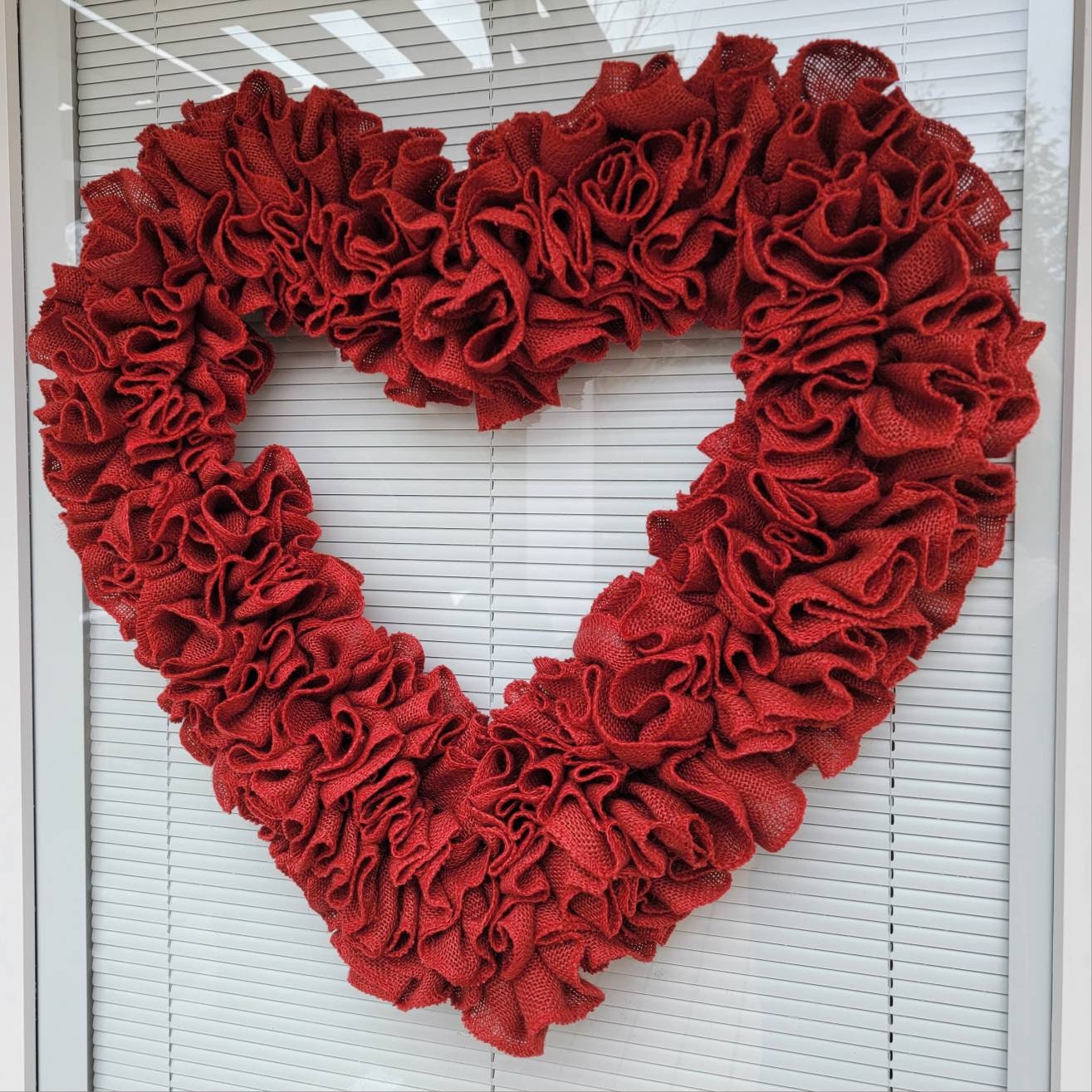 Red Heart Shaped Burlap Wreath