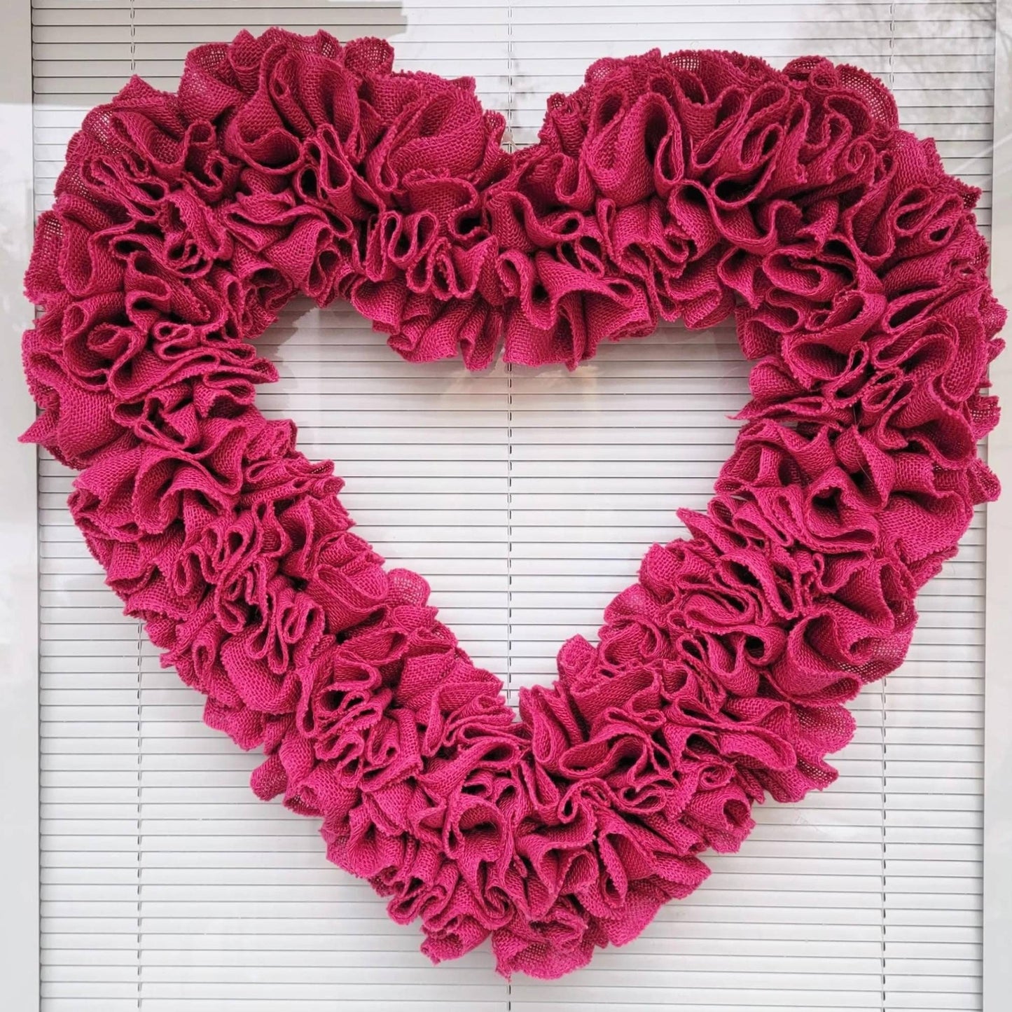 Pink Heart Shaped Burlap Wreath