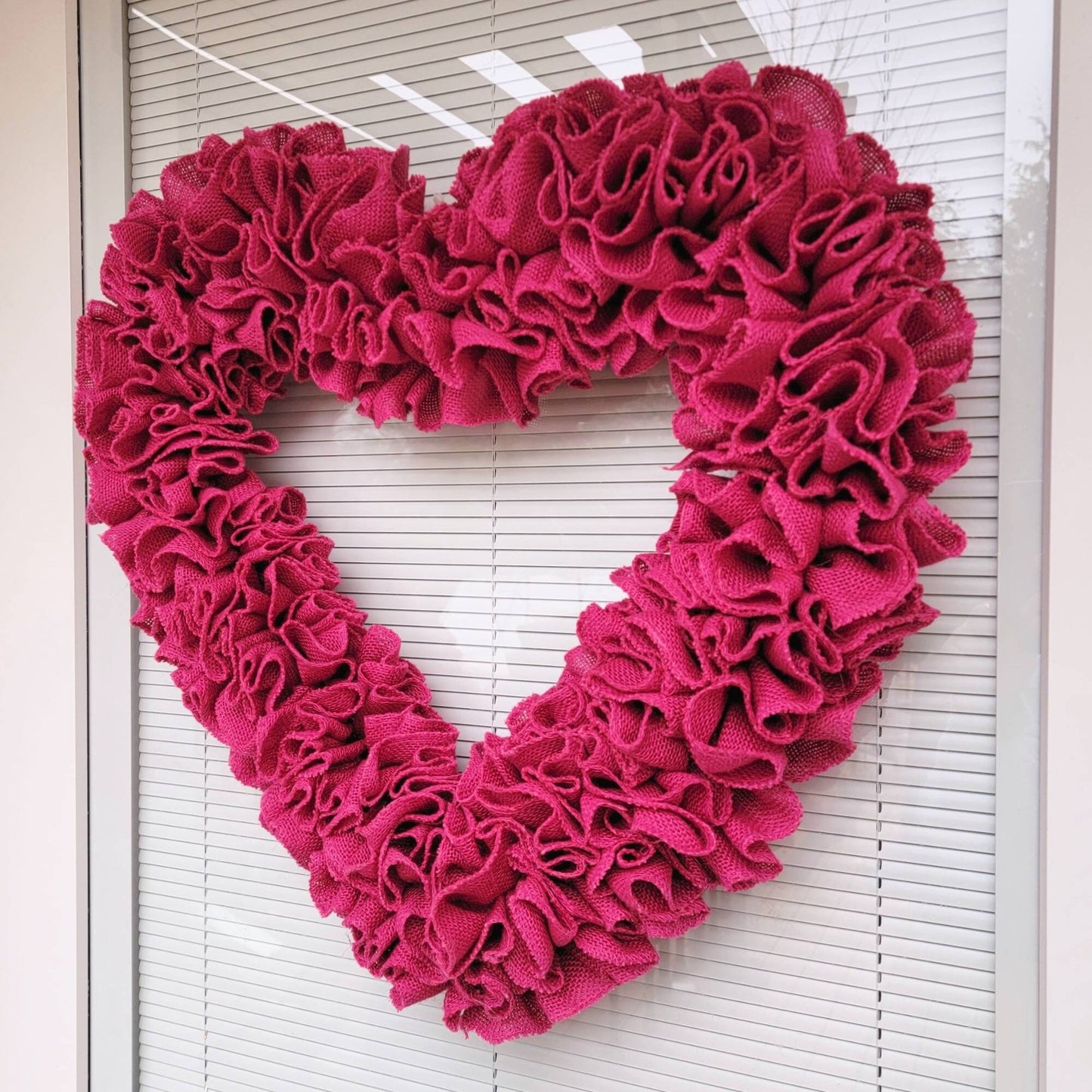Pink Heart Shaped Burlap Wreath