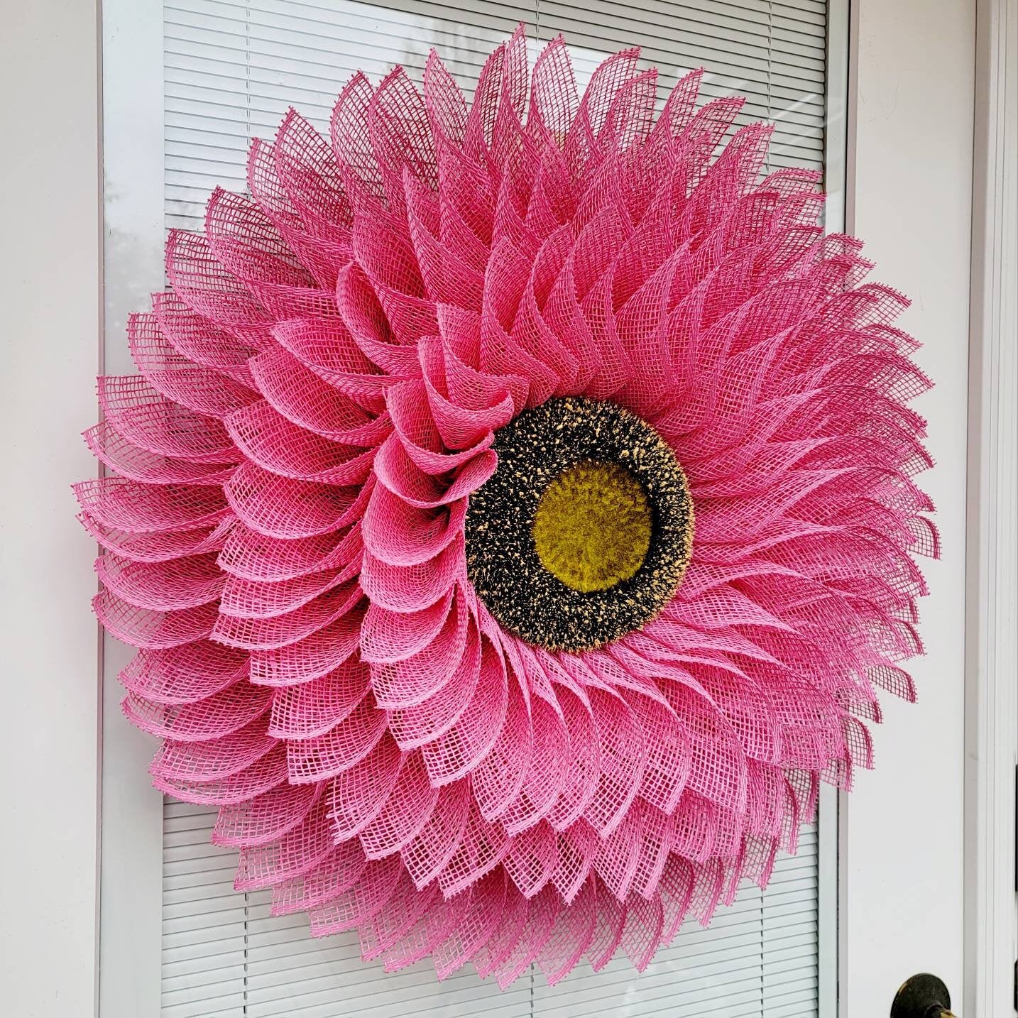 Pink Sunflower Wreath For Front Door, Double Door, Outdoor Porch Decor, Seasonal Decorations, Spring Summer Fall Winter Home Decor,  Housewarming Gift Idea
