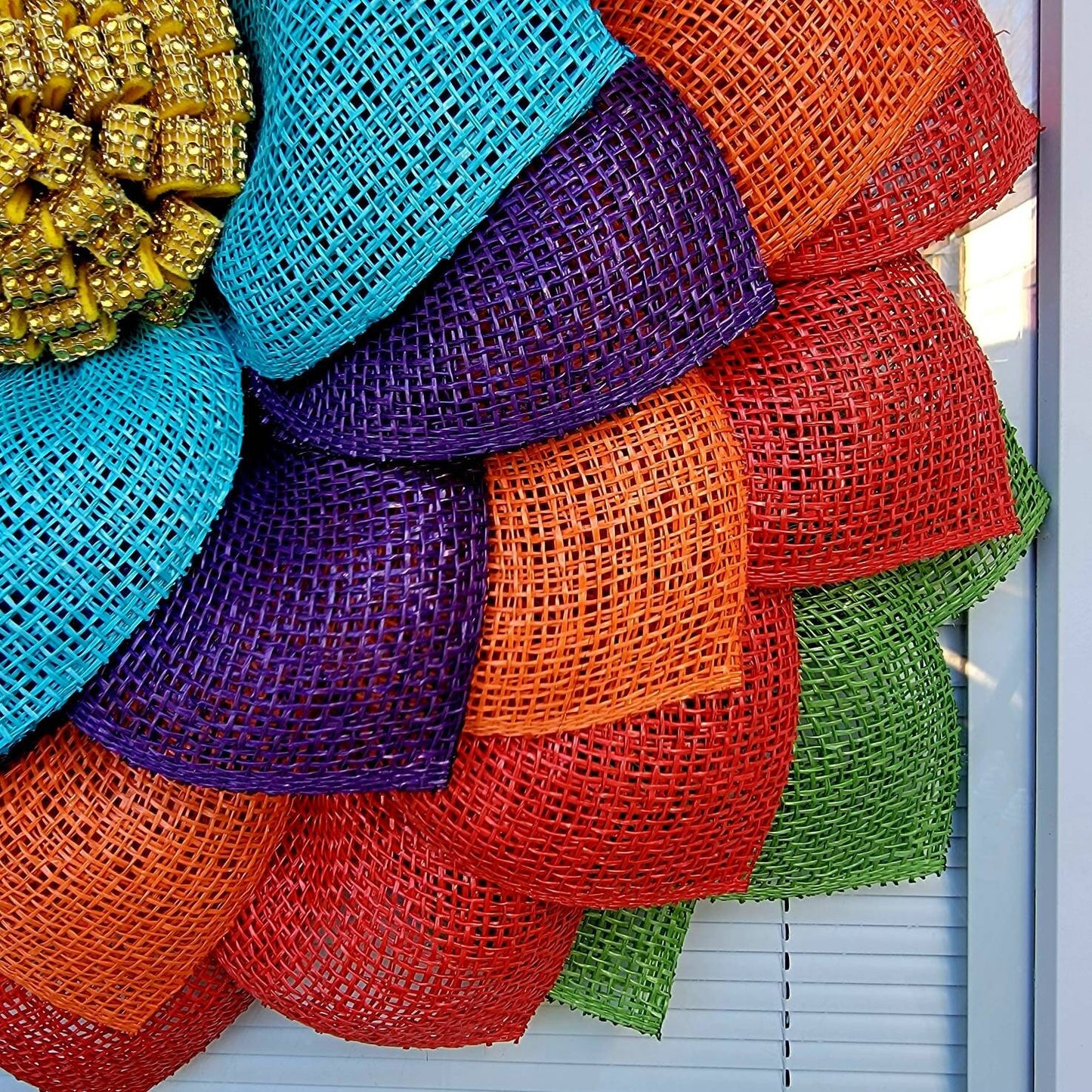 Rainbow Burlap Sunflower Wreath