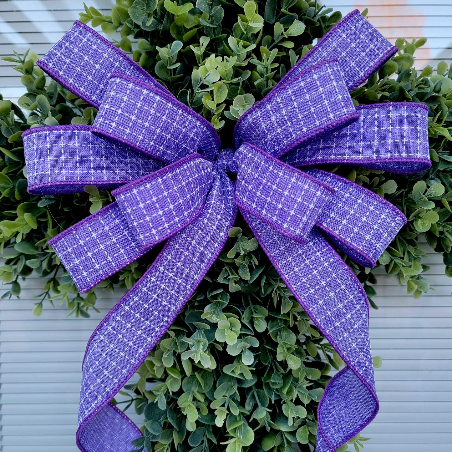 Easter Cross Eucalyptus Wreath with Purple Bow
