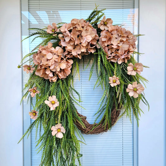 Hydrangea Floral Greenery Grapevine Front Door Porch Wreath Swag For Outdoor Porch Seasonsal Decorations Wall Decor Or Gift Idea For New Home